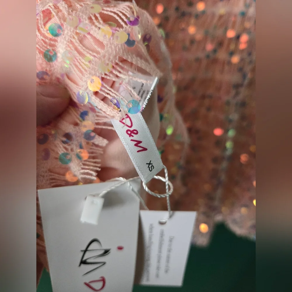 Pink Sequin Long Sleeve Dress - Picture 3 of 4